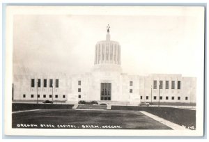 Oregon State Capitol Building Front View Cars Salem OR RPPC Photo Postcard