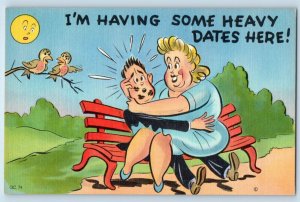 Humor Postcard Birds Sun Couple Fat Woman I'm Having Some Heavy Dates Here