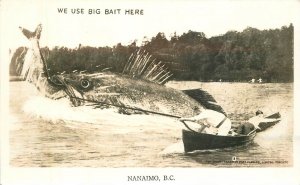 Postcard RPPC Canada Nanaimo Fishing Exaggeration comic Humor 1940s 23-4827