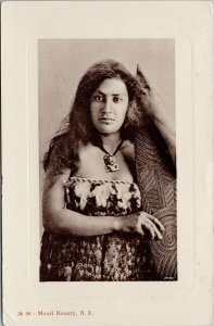 Maori Beauty Woman Female NZ New Zealand RPPC JB Series Postcard E69