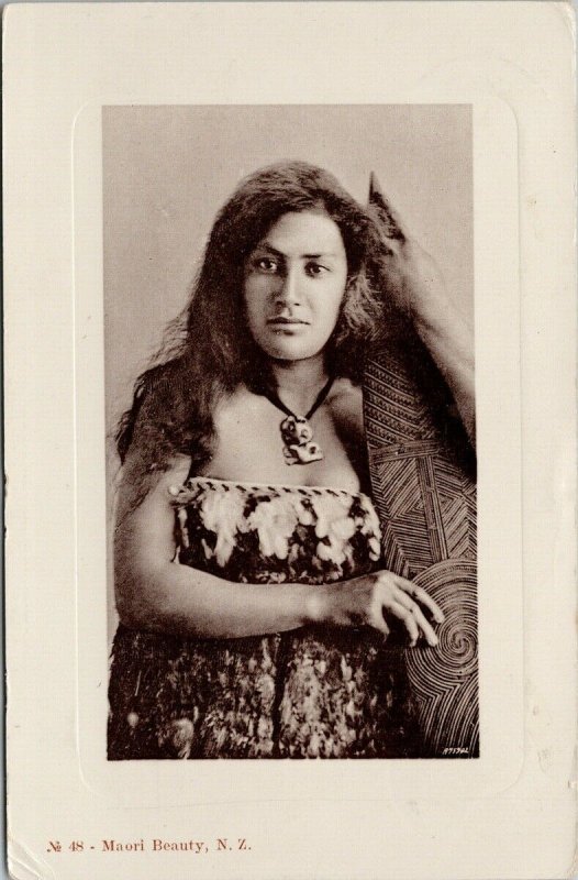 Maori Beauty Woman Female NZ New Zealand RPPC JB Series Postcard E69