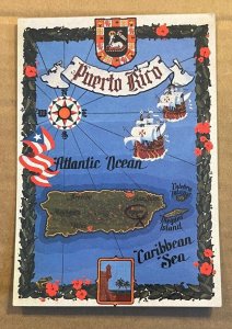 UNUSED POSTCARD - MAP,  PUERTO RICO - CIRCLE AND X MARKED ON THE FRONT