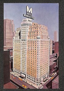 HOTEL MANHATTAN NEW YORK CITY TO CANADA POSTCARD 1967 FF