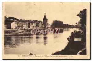 Old Postcard Libourne The dock of & # 39Isle and around the major port