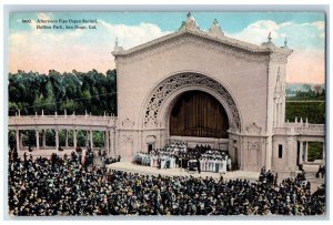 San Diego California CA Postcard Afternoon Pipe Organ Recital Balboa Park c1921