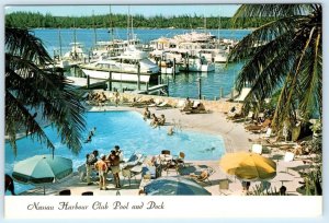 NASSAU HARBOR CLUB POOL & DOCK, Bahamas ~ Birdseye  4x6 Postcard
