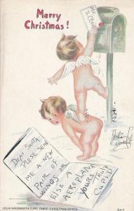 Christmas Greetings - Cupids mailing Letter to Santa pm 1914 a/s Julia Woodworth