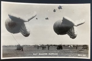 Mint England Valentines Real Picture Postcard RAF Balloon Barrage
