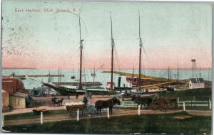 BLOCK ISLAND RI EAST HARBOR ANTIQUE POSTCARD
