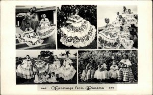 Ancon Panama Beautiful Women Ethnic Costumes Real Photo Vintage Postcard