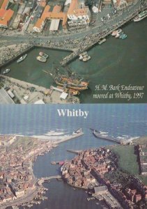 HM Bark Endeavour Ship at Whitby 1997 2x Spectacular Harbour Aerial Postcard s