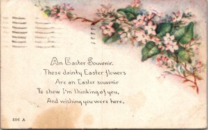 Easter Souvenir Flowers Poem Postcard