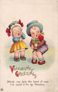 F4/ Valentine's Day Love Holiday Postcard c1910 Crying Kids Heart 7