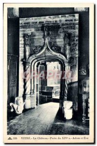 Postcard Old Glass Chateau Gate XIV Adam and Eve