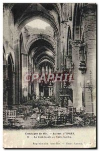 Old Postcard Ruins & # 39Ypres The Cathedral of Saint Martin