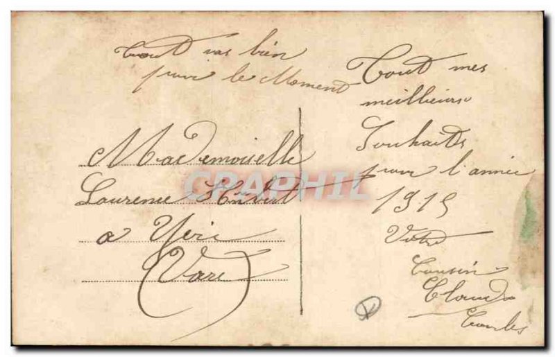 Postcard Old Man wind mill