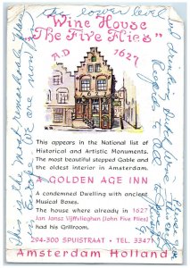c1910 Wine House Fire Flies Golden Age Inn Amsterdam Netherlands Postcard