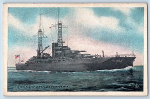 US Navy Ship Postcard USS Superdreadnought Pennsylvania Battleship Unposted