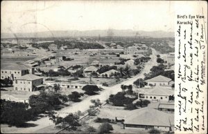 Karachi Pakistan Birdseye View USED SEA POST OFFICE CANCEL 1907 Postcard #1