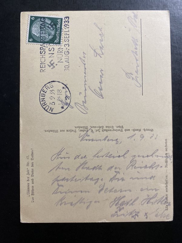 1933 Nurnberg Germany Real Picture Postcard cover NSDAP party rally Cancel