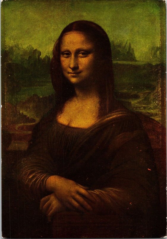 Leonard De Vinci Mona Lisa Art Painting Paris France Chrome Postcard