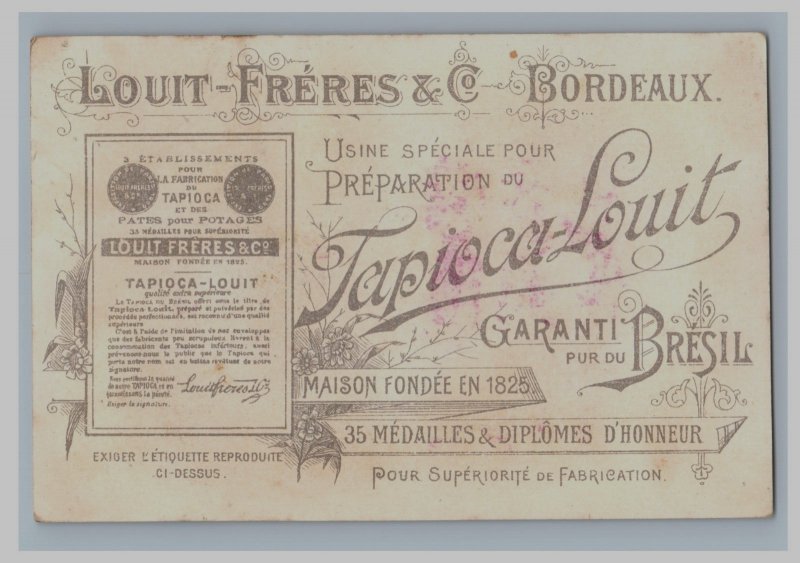 1880s-90s French Language Louit-Freres & Co. Chocolat Tapioca F160