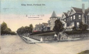 Hand Colored Postcard King Street in Portland, Oregon~127920