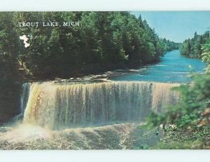 Pre-1980 WATERFALL ON RIVER Trout Lake Michigan MI t5420