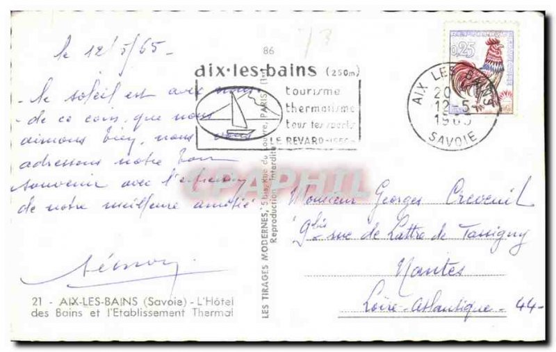 Old Postcard Aix Les Bains Savoie The Hotel des Bains and Etablissement Thermal