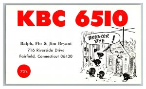 Postcard QSL Radio Card From Fairfield Conn. Connecticut KBC 6510