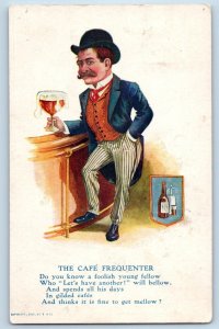 Cincinnati OH Postcard Man Drinking Alcohol The Cafe Frequenter 1907 Antique