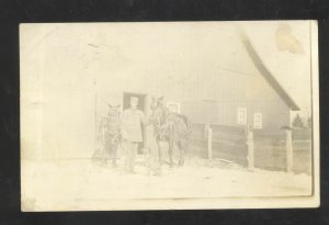 RPPC CHEROKEE IOWA FARM BARN HORSES FARMER 1912 REAL PHOTO POSTCARD