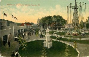 c1910 Wheelock Postcard; Peoria IL, Amusement Rides in Al Fresco Park, unposted