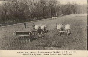 Liancourt France Farming Agriculture Horses Pulling Plows Postcard