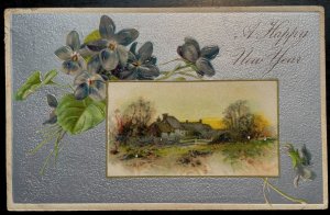 Vintage Victorian Postcard 1907 A Happy New Year - Violets