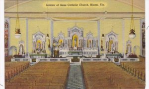 Florida Miami Interior Of Gesu Catholic Church 1943 Curteich