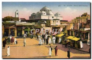 Old Postcard Tunisia Tunis Place Bab Sonika