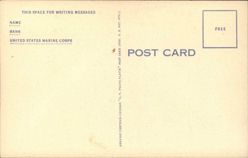 PARRIS ISLAND BOOT CAMP Soldier on Guard Duty Old Postcard 