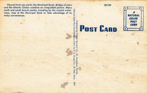 P1755  vintage dock, bridge & atlantic ocean,boats st augustine florida