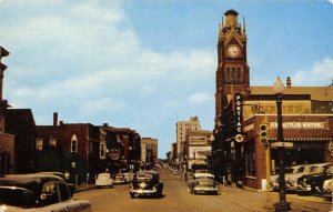 MOLINE, IL Downtown Street Scene Pontiac Sign Illinois ca 1950s Vintage Postcard