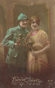 Military World War 1 Romantic Couple Soldier RPPC 06.81