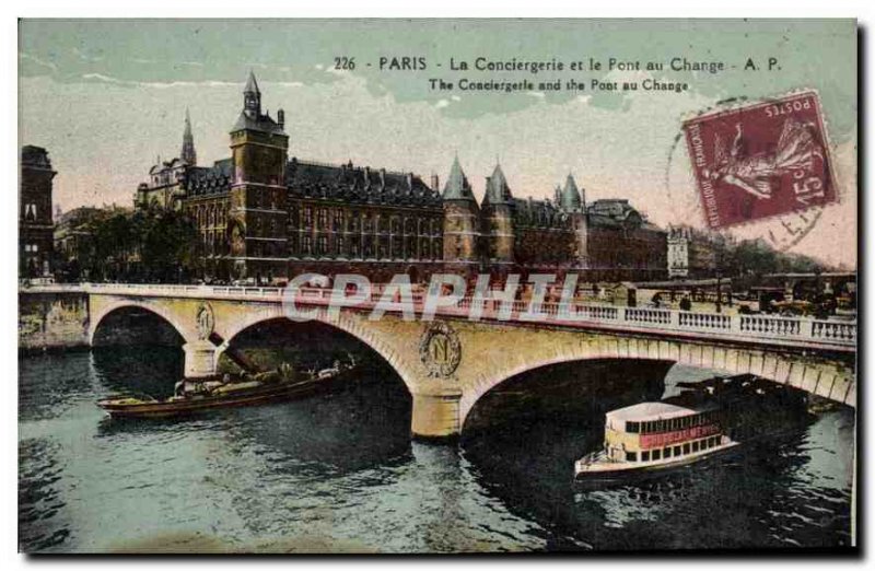 Postcard Old Paris La Conciergerie and Pont au Change Charter Chocolat Menier