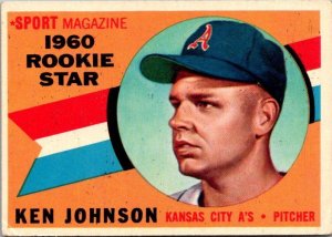 1960 Topps Baseball Card Ken Johnson Kansas City Athletics sk1830