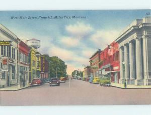 Unused Linen STREET SCENE Miles City Montana MT W1436