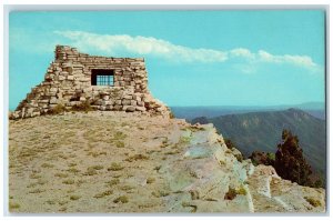 c1950 Kiwanis Point Sandia Crest Stone House Shelter Albuquerque NM Postcard 