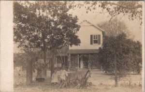 RPPC Farmhouse Woman Gate Cute Children Chicken Wire Fence Postcard B22