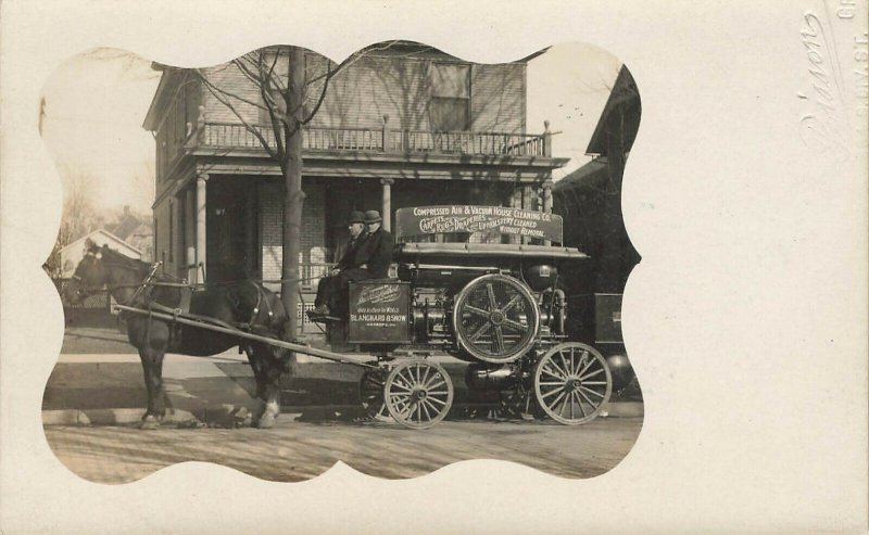 Grand Rapids MI Blanchard & Snow House Cleaning Horse & Wagon Poisson Photo RPPC