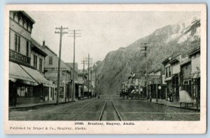Skagway Alaska AK Postcard Broadway Buildings Street Scene Railway 1910 Vintage