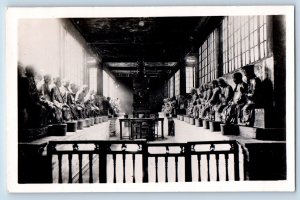 China Guangzhou Postcard RPPC Photo Hualin Temple Statues Interior c1910's