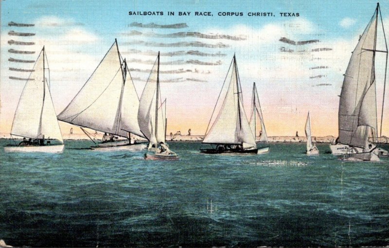 Texas Corpus Christi Sailboat In Bay Race 1941